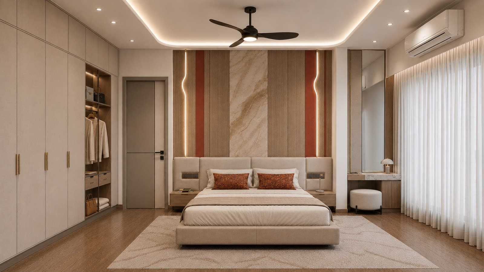 Modern Luxury Warm-Tone Bedroom