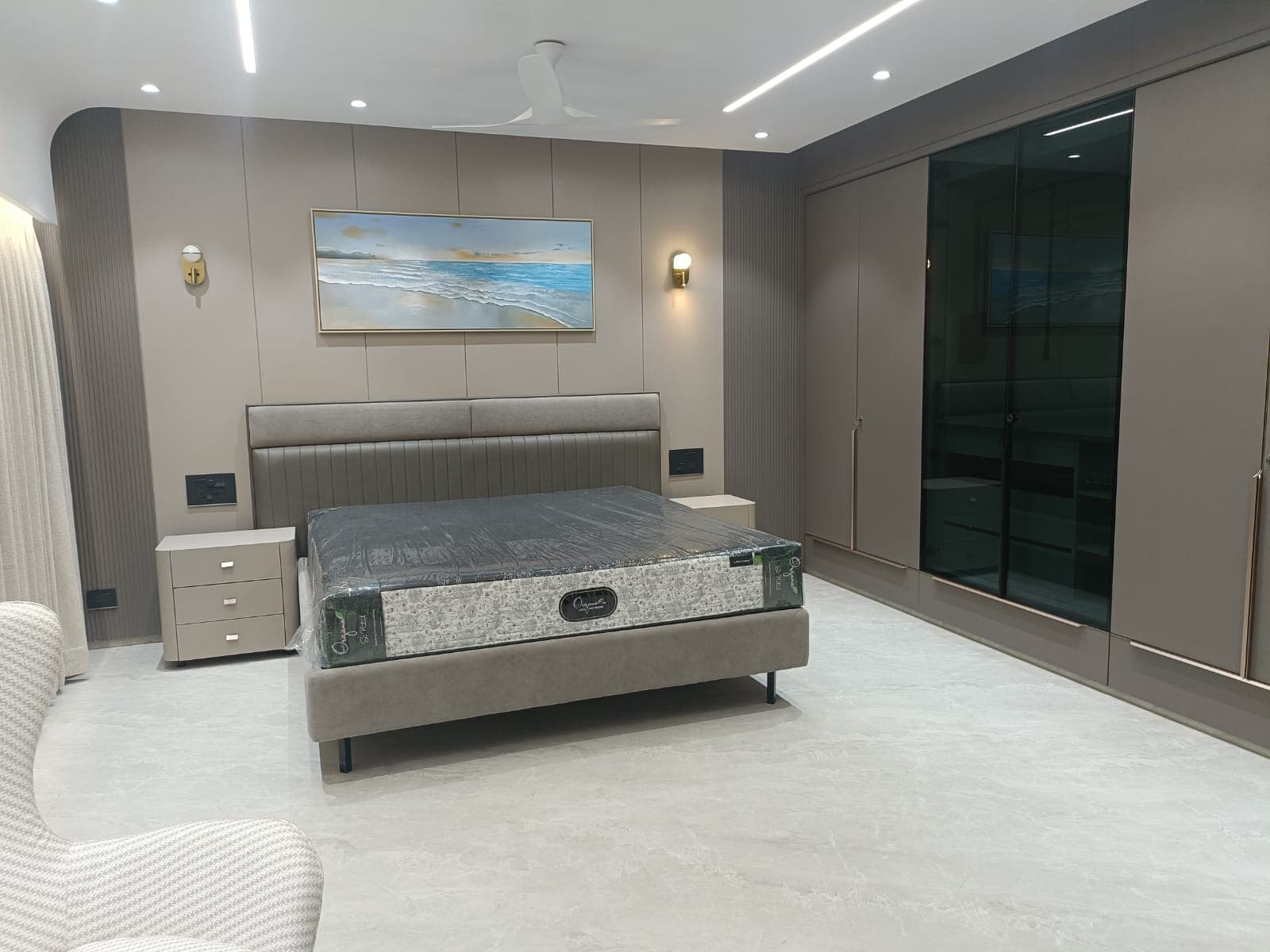 Modern Grey Panel Bedroom